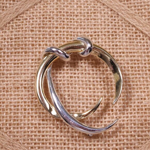 Sleek Vintage Silver-Tone Crescent Brooch - Modernist Lunar Design - Picture 7 of 10